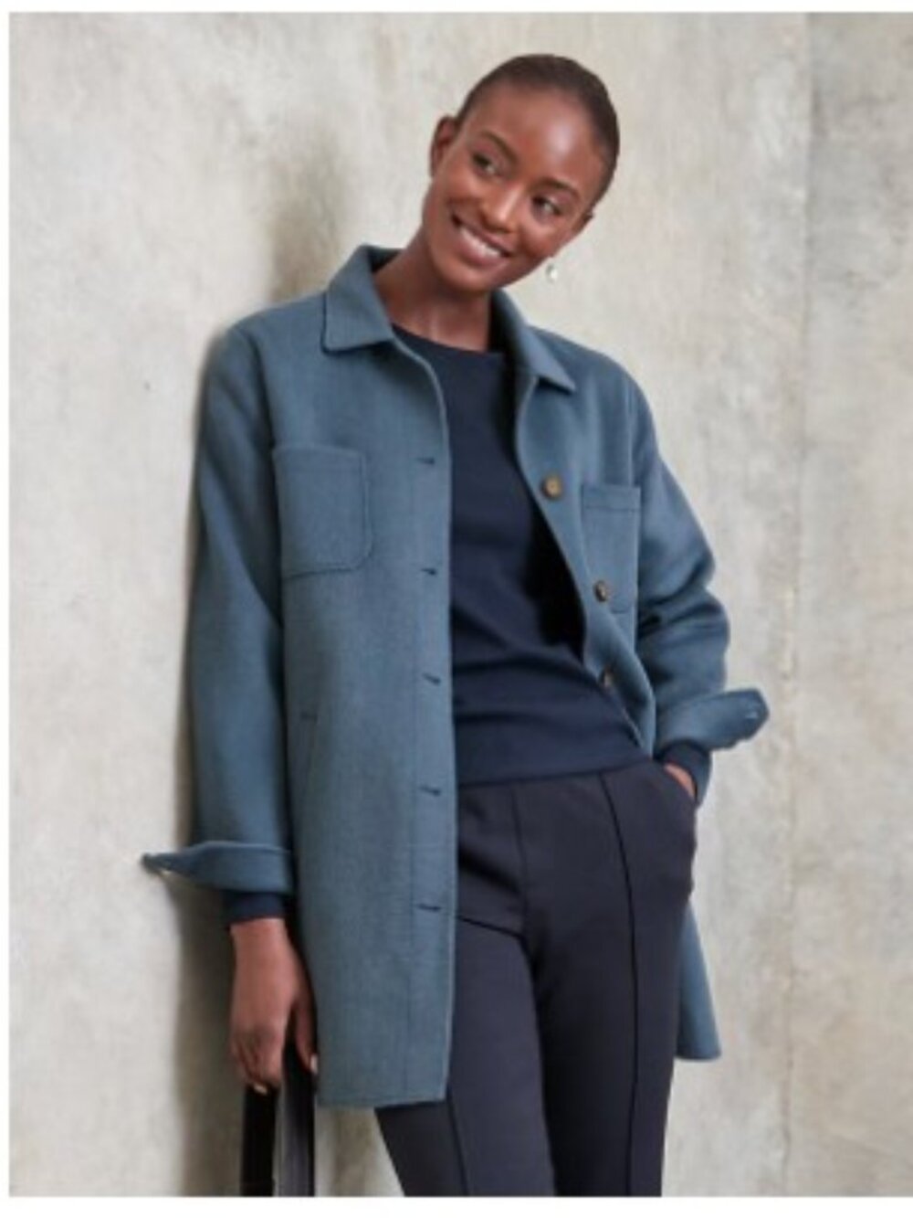 Garnet Hill Long Wool-Blend Shacket Size L